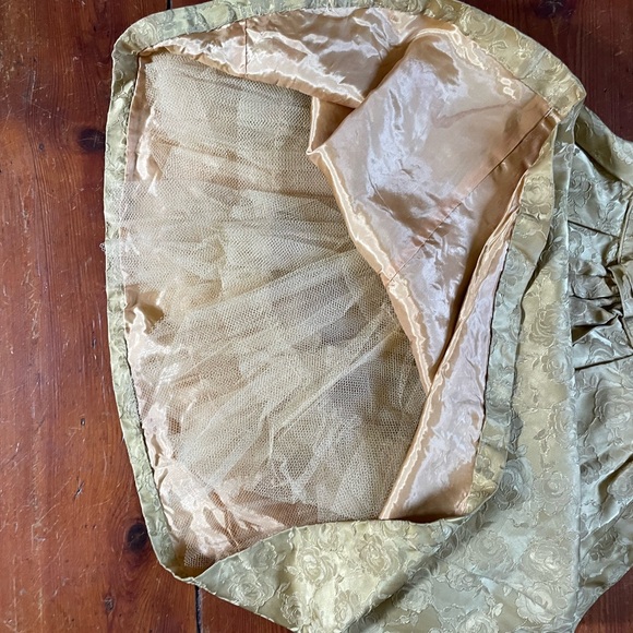 Vintage 50s gold brocade cinched cocktail dress small - Picture 8 of 8